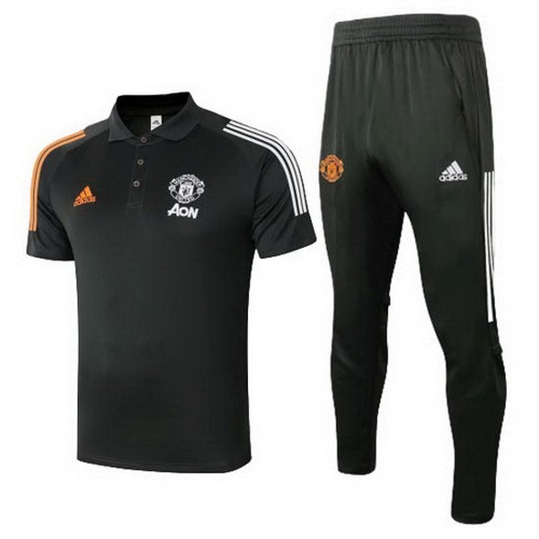 Polo Conjunto Completo Manchester United 2020/21 Negro